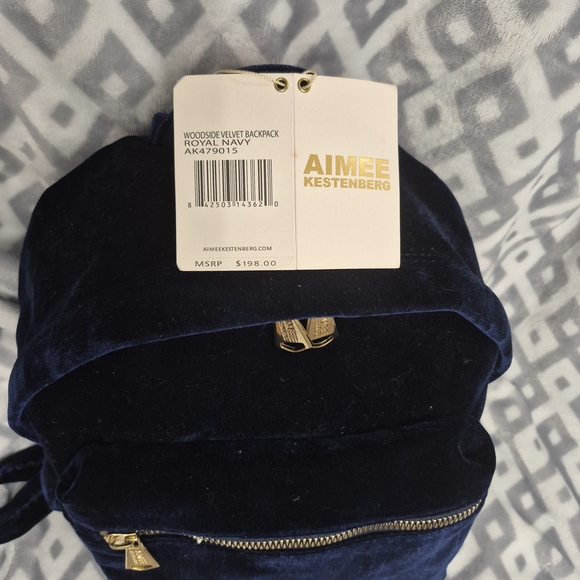 Aimee Kestenberg Deep Blue Velvet Backpack - Picture 15 of 16